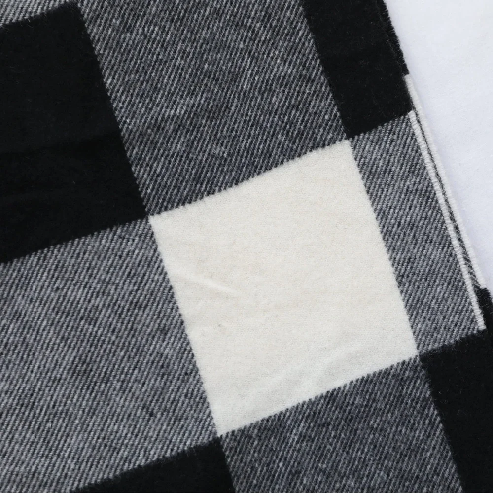 MT Linea Emmeti Luxury 100% Soft Wool Scarf plaid unisex mens womens ivory black